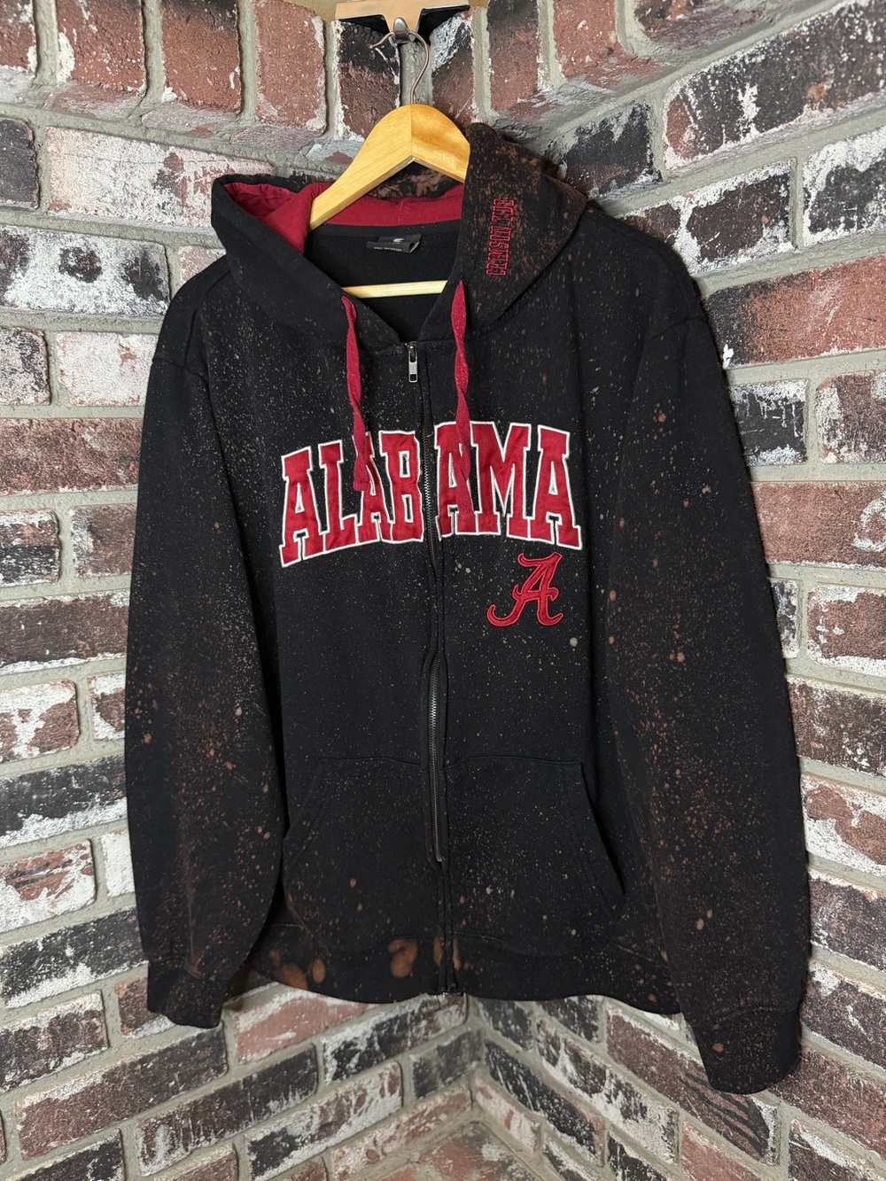Colosseum Alabama Football Crimson Tide Bleach Splatter Tiedye Men's Hoodie